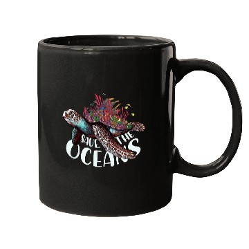 Discover Save The Ocean Sea Turtle Reefs Cartoon Mugs