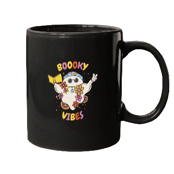 Discover Reading Teacher Halloween Groovy Floral Ghost Mugs