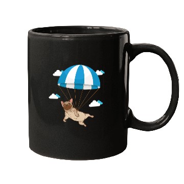 Discover Funny Pug Dog Lover Pet Skydiving Parachute Mugs