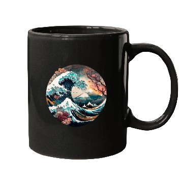 Discover Watercolor Sea Waves Asian Art Water Nature Mugs