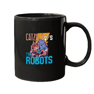 Discover Catzilla Versus Robot Mugs