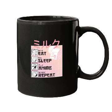 Discover Eat Sleep Anime Repeat Straweberry Milk Japanese Mugs