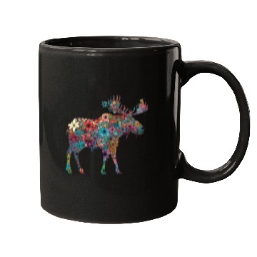 Discover Floral Moose Elk Deer Wild Animal Watercolor 3 Mugs