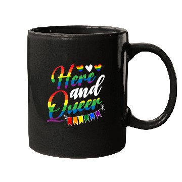 Discover Here And Queer LGBTQ Community Rainbow Pride Month Mugs