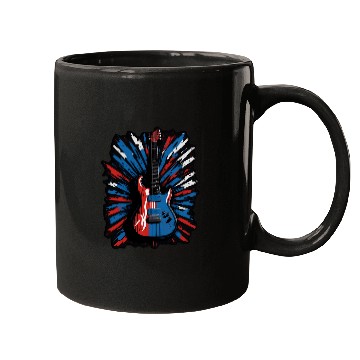 Discover Electric guitar in Union Jack flag colors Mugs