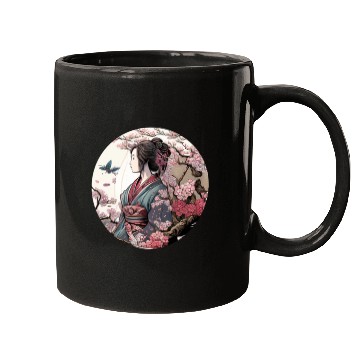 Discover Beautiful Geisha Geiko Geigi Cherry Blossom Sakura Mugs
