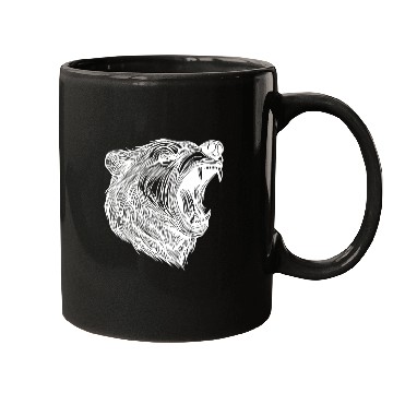 Discover Wild Bear's Head With Sharp Teeth Mugs
