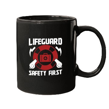 Discover Lifeguard safety first pool guard sea rescuer Mugs