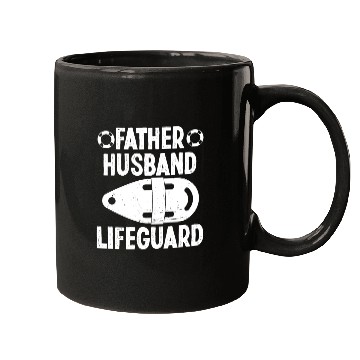 Discover Father husband lifeguard swimming pool guard Mugs