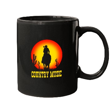 Discover country music cowboy on horse with guitar - sunset Mugs