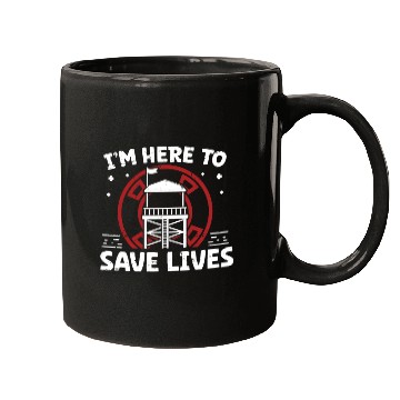 Discover Lifeguard here to save lives swimming pool guard Mugs