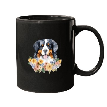 Discover Bernese Mountain Dog Watercolor Floral Mugs