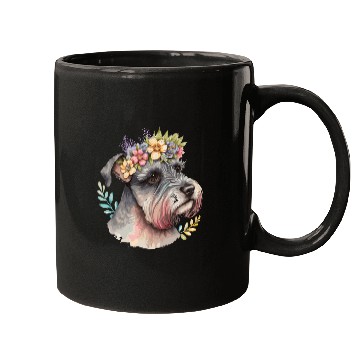Discover Cute Miniature Schnauzer Flower Crown Pet Dog Flor Mugs