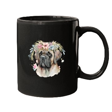 Discover Cute English Mastiff Flower Crown Pet Dog Breed Fl Mugs