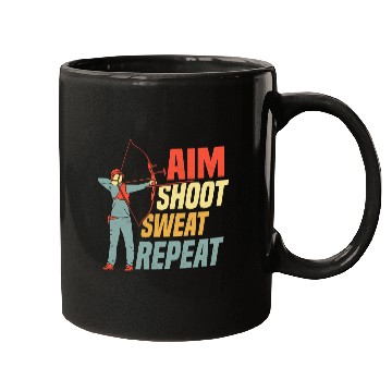 Discover Aim Shoot Sweat Repeat Bow & Arrows Target Archery Mugs