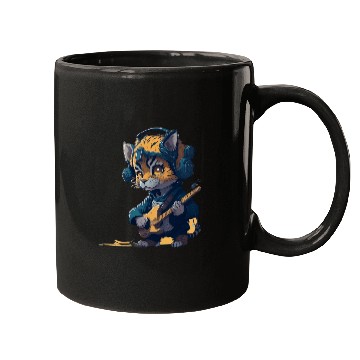 Discover baby tiger playing electric guitar Mugs