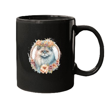 Discover Cute Persian Cat Flower Crown Cats Pet Kitten Mugs