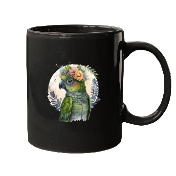Discover Cute Conure Parrot Bird Flower Crown Pet Birds Mugs