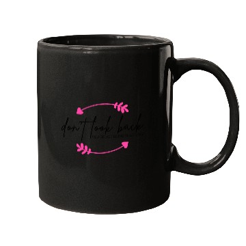 Discover Don't Look Back Hot Pink Arrow, Motivational Quote Mugs