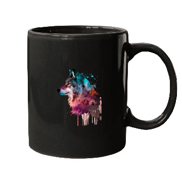 Discover Wolf Multicolor Watercolor Portrait Mugs