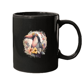 Discover Artistic Toucan Tropical Bird Flower Crown Pet Bir Mugs