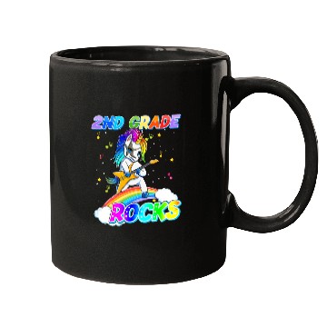 Discover 2nd Grade Rocks Unicorn Rainbow Back Mugs