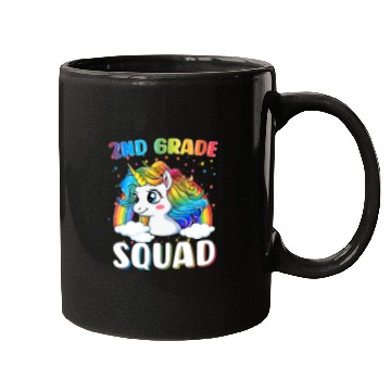 Discover 2nd Grade Squad Unicorn Rainbow Back Mugs