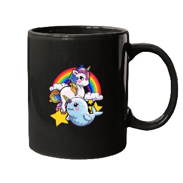 Discover Cute Horned Narwhal And Unicorn Animal Friends Mugs