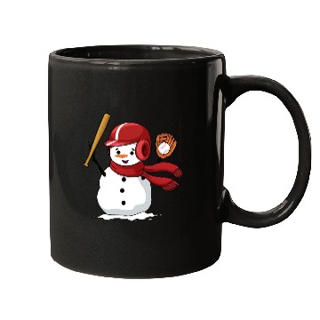 Discover Funny snowman playing baseball Mugs