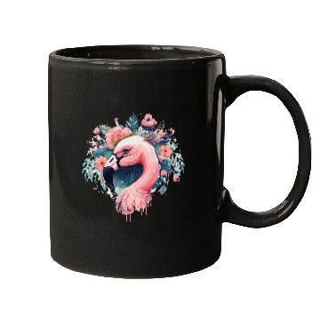 Discover Cute Pink Flamingo Tropical Bird Flower Crown Flor Mugs