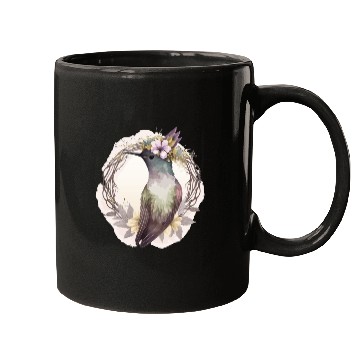 Discover Watercolor Hummingbird Flower Crown Floral Birds Mugs