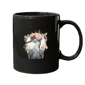 Discover Watercolor Heron Freshwater Bird Flower Crown Flor Mugs