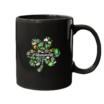 Discover Cute Shamrock Librarian Reading Books Lover St Mugs