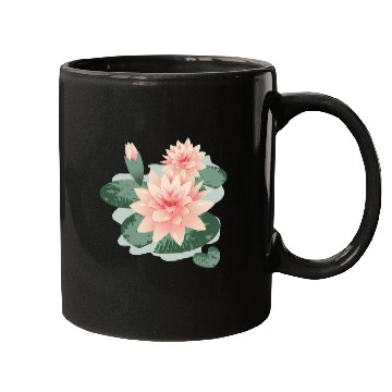 Discover Water lily flower with bud in water lily pond Mugs