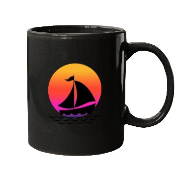 Discover Funny Cool sailing boat Sunset Graphic Humor Tees Mugs
