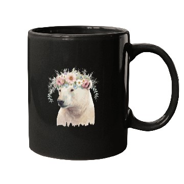 Discover Watercolor Polar Bear Flower Crown Boho Aesthetic Mugs