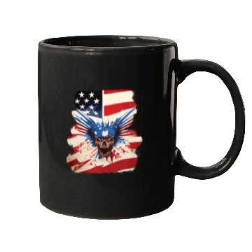 Discover Angry Skull Bursting Through US Flag Mugs