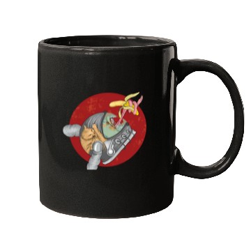 Discover Weird monkey in space grabbing banana Mugs
