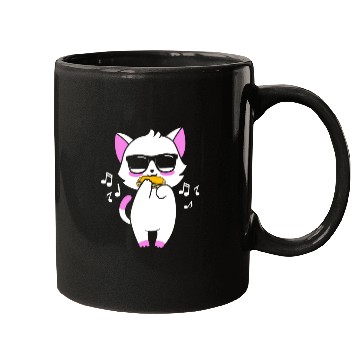 Discover Cool Cat Playing Harmonica Cat Lovers Mugs