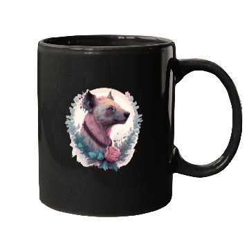 Discover Watercolor Hyena Flower Crown Africa Safari Animal Mugs