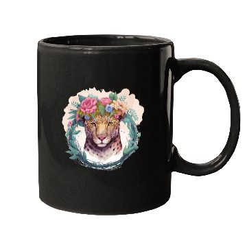 Discover Jaguar Flower Crown Floral Watercolor Mugs