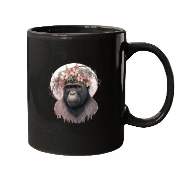 Discover Floral Gorilla Flower Crown Monkey Lover Mugs