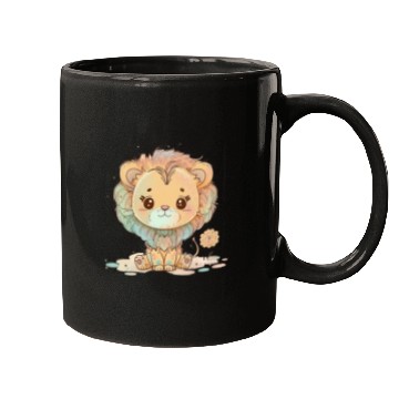 Discover Cute Lion Pastel Drawing Mugs