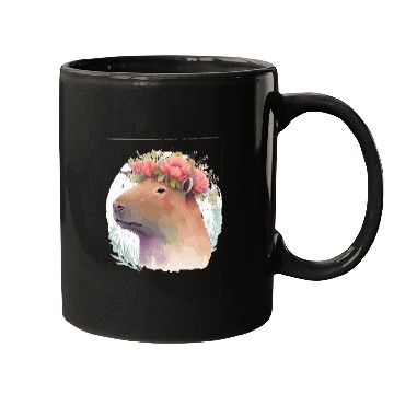 Discover Watercolor Capybara Rodent Flower Crown Animal Lov Mugs