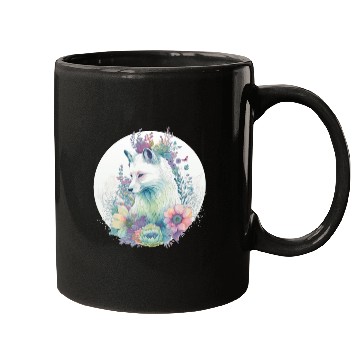 Discover Cute Arctic Fox Flower Crown Animal Lovers Mugs