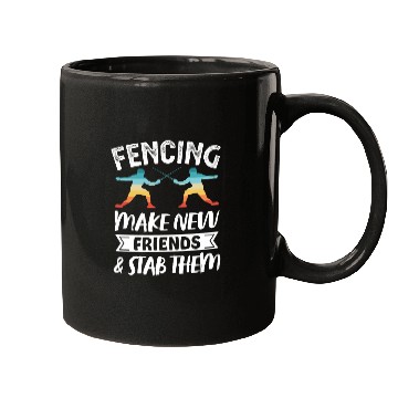 Discover Funny Retro Fencing Make Friends Stab Them Mugs