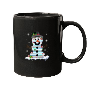 Discover snowman book stack librarian book lover christmas Mugs