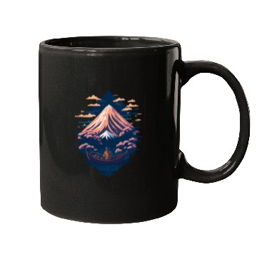 Discover Serene Mount Fuji Sunset Peaceful River Scenery Mugs