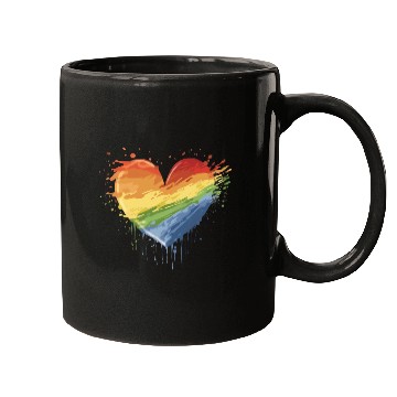 Discover Love Conquers All: LGBTQ+ Rainbow Heart Embracing Mugs