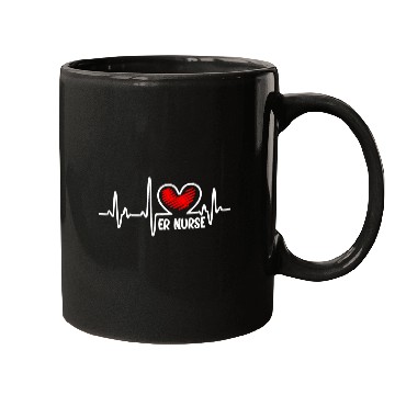 Discover ER Nurse, heart beat Mugs